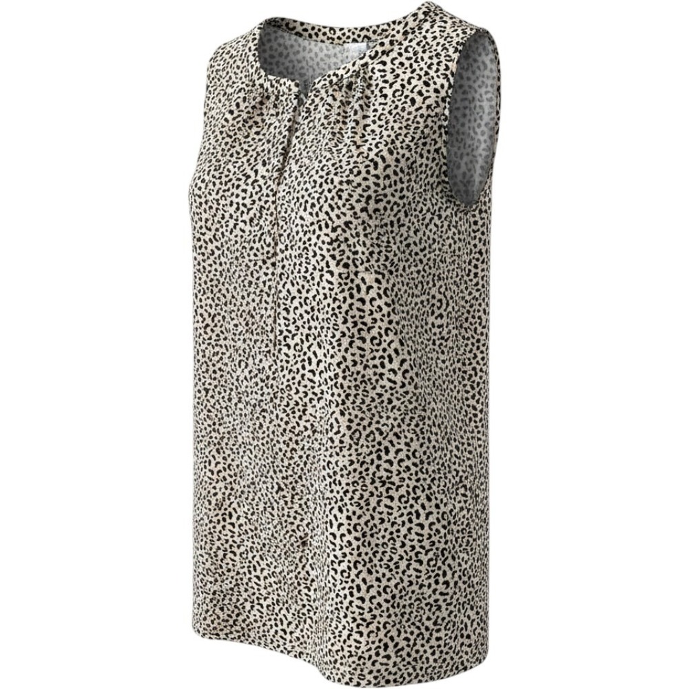 Leopard Print Sleeveless Blouse Loft Tan Black Keyhole Back Size M